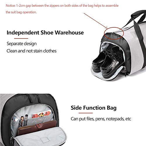 OZUKO Gym Bag Backpack, 4 in 1 Carry-on Garment Bag Large Duffel Bag Suit Travel Bag Weekend Bag Flight Bag Overnight Bag with Shoes Compartment… (Black)