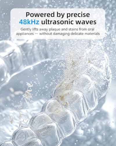 Image of Ultrasonic Retainer Cleaner Machine, 48kHz Dental Cleaning Pod | 5min /10min (Ultrasonic+UV Combo) + 20min Standalone UV, One-Touch Operation, Fits Aligners Retainer Mouth Guards