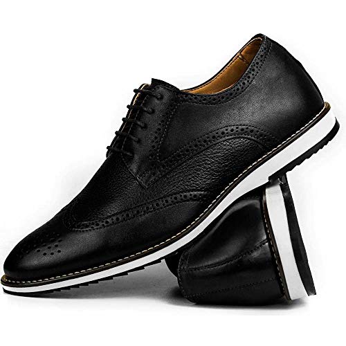 Sapato Casual Brogue Premium Couro Camurça Confort Social Mr Light cor:Preto;Tamanho:40