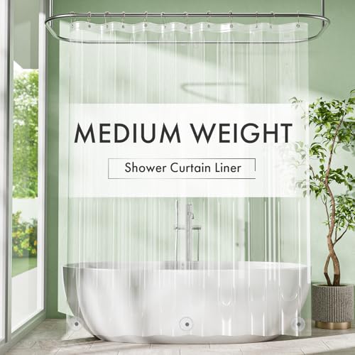 Amazer Extra Long Shower Curtain Liner 72 x 96 Clear Plastic Shower Liner PEVA Waterproof Medium Weight Shower Curtains for Bathroom with Magnets and Grommets
