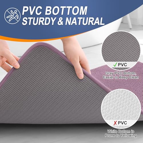 Image of OLANLY Thick Memory Foam Bathroom Runner Rugs 70x24, Extra Soft Absorbent Long Bath Rug, Quick Dry, Non-Slip, Machine Washable Bath Mats for Bathroom, Tub and Shower, Home Decor Accessories, Deep Plum