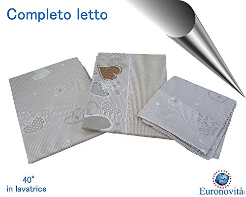 Euronovità Srl Completo Beige Cuore Biancheria da