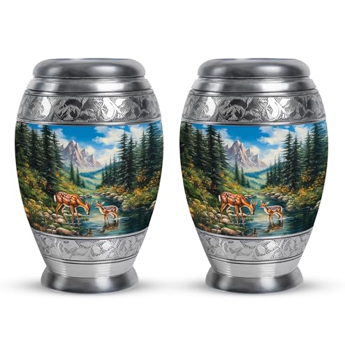 Image of Deer Urn Little Cremation Urns for Human Ashes Adult Man 3 Inch 2 Qty | Small Cremation Urn for Male Human Remains Urns