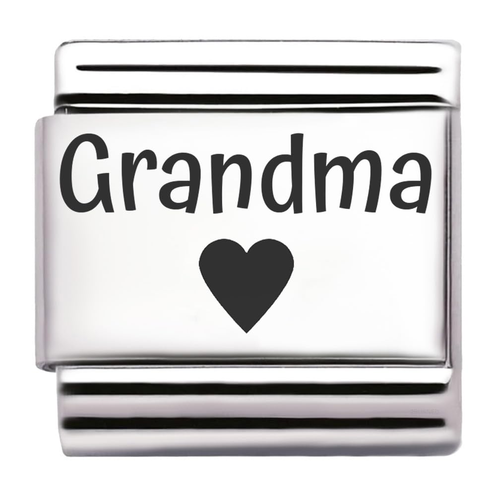 Personalised Custom Engraved Italian Charm Fits All 9mm Bracelet Links (Grandma)