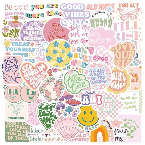 Preppy Aesthetic Stickers Pack 100 Stück - Wasserfeste Vinyl Aufkleber Motivational Quotes für Wasserflasche, Laptop, Handy & Tagebuch - Inspirierende Deko für Mädchen und Frauen (Dänische
