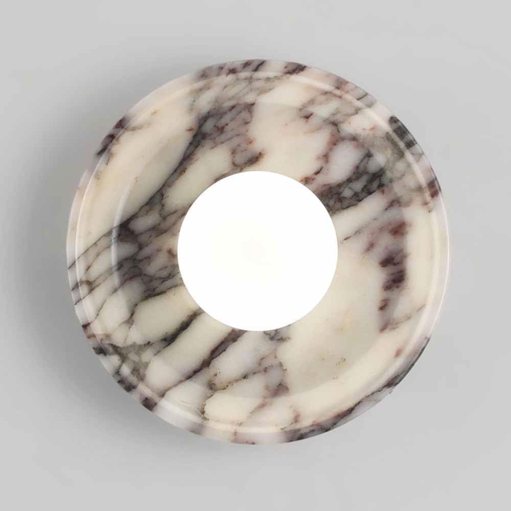 KXKLGWHN Medieval Minimalist Style Circular Wall Sconce, 9.8in Natural Alabaster Wall Light, G9 Screw Marble Wall Lamp, Dressing Table Hallway Bedside Table Decorative Lighting Fixtures
