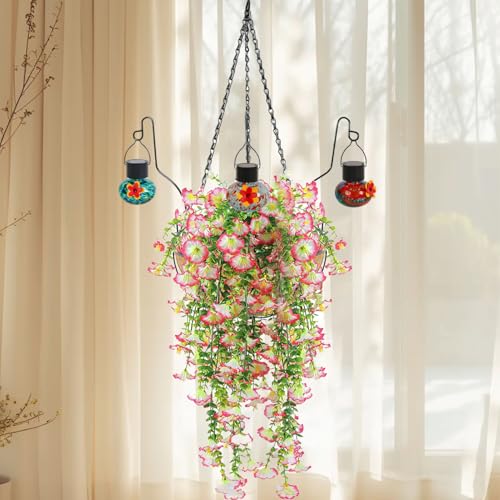 Panier fleurs artificielles de prestige composition réaliste pour terrasse et mur