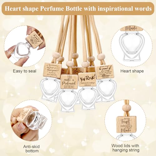 Image of Funnymoom 30 Pcs Car Diffuser Air Freshener Gift Bulk Ornament Hanging Empty Glass Essential Oil Bottle Employee Appreciation Coworkers Volunteer Staff Thank You Gifts (Heart)