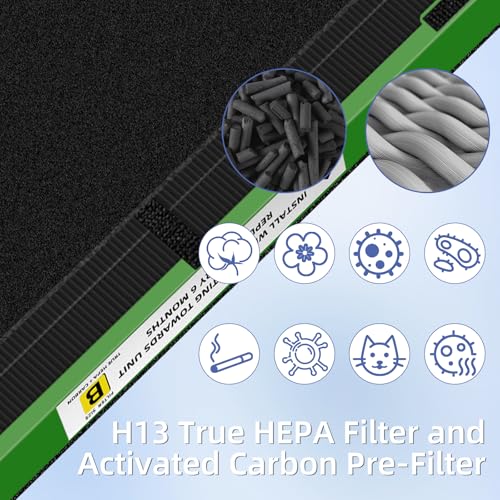 Image of FLT4825VO HEPA Toxin Absorber Filter B Replacement Compatible with G-Guardian Air Purifiers AC4825 AC4825E AC4825W AC4300 AC4800 AC4900 AC4850,2 H13 True HEPA Filters+8 Carbon Pre-Filters