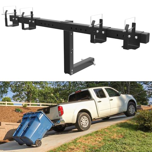 Image of ELITEWILL Dual Trash Can Hauler,Wheeled Garbage Can Towing Trailer Hitch Outdoor Trash Can Transporter Hauling Hitch Carrier Fit for Truck /Golf Cart /ATV /UTV with 2 inch Receiver