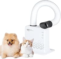 Vista 1 de DUZ - Secador de mascotas manos libres premium, 900 W, compacto, blanco, tubo de secado ajustable de 360 grados, botones táctiles, motor BLDC