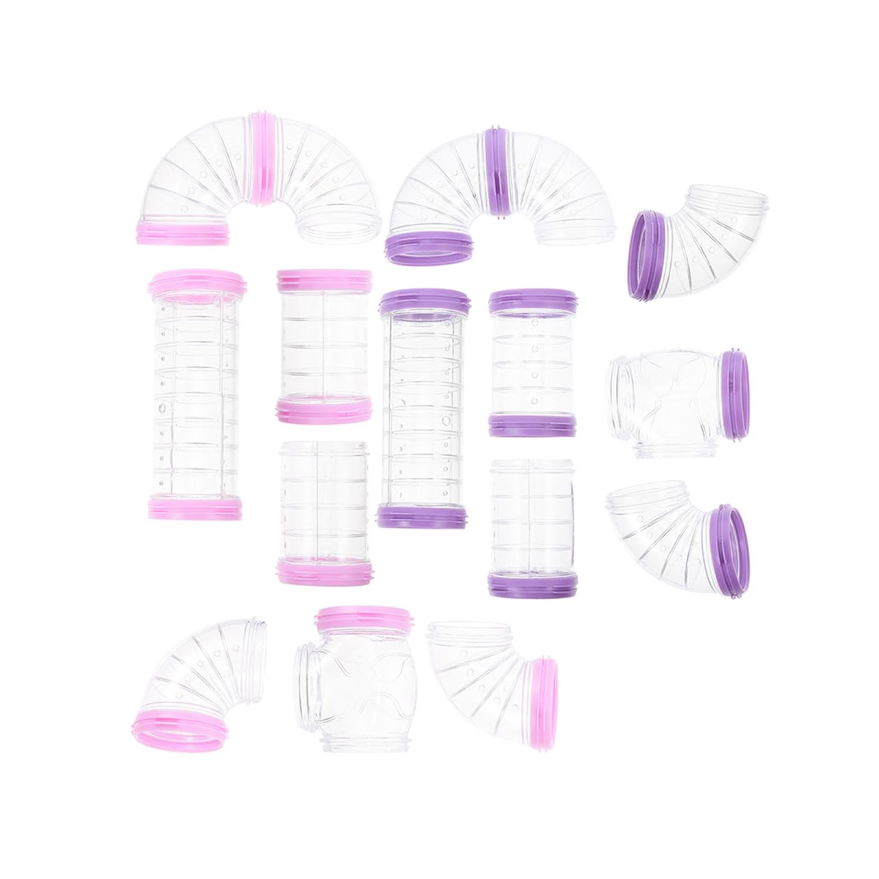 HEMOTON 16pc Diy Hamster Tunnel Tube Kit, Clear Small Animal Cage Accessories, External Connector Tubes for Hamster Play And Cage Expansion