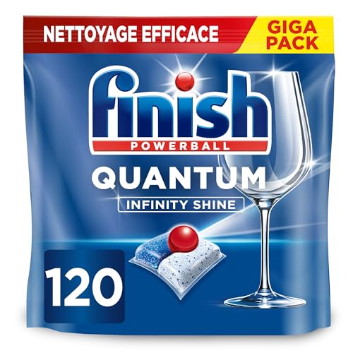 Finish Quantum Infinity Shine Pastilles Lave-Vaisselle, Elimine Les Taches Tenaces, 120 Capsules