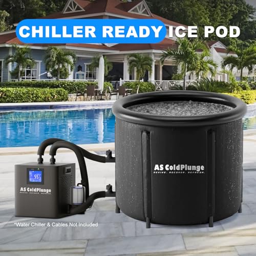 Image of AS ColdPlunge XL Ice Bath Tub for Cold Plunge, Portable Ice Pod with Lid & Cover, 100Gal Inflatable Ice Plunge Tub with 2 Drain Valves for Chiller Connection, Cold Therapy Recovery, Indoor Outdoor Use