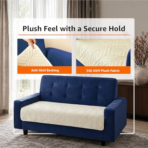 Image of Amazon Basics - Velvet Quilted Make Your Own Sofa Cover |70 x 120 cm|Microfiber Sofa Slipcover (Beige, 2 Seater)