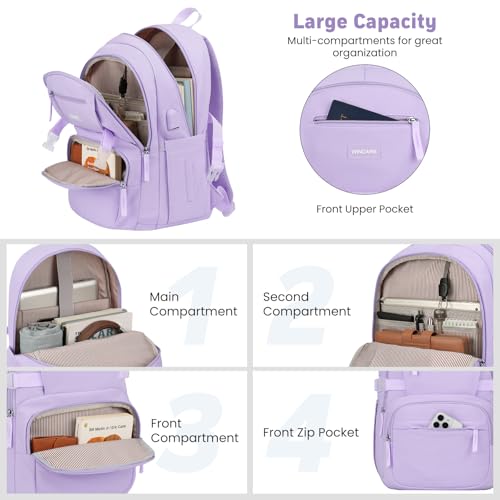 Image of WINDARS Backpack for School Girls, Cute High School Backpacks for Teens Women Student Large Bookbag 15.6 Inch Laptop Bag with USB Charger Port for College Work Travel Trip (Purple)