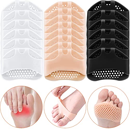PAGOW 10 Pairs Metatarsal Foot Pads for Women and Men, Soft Silicone Forefoot Pad, Pain Relief Honeycomb Ball of Foot Cushion for Sports Shoes, High Heels, Boots, Canvas Shoes