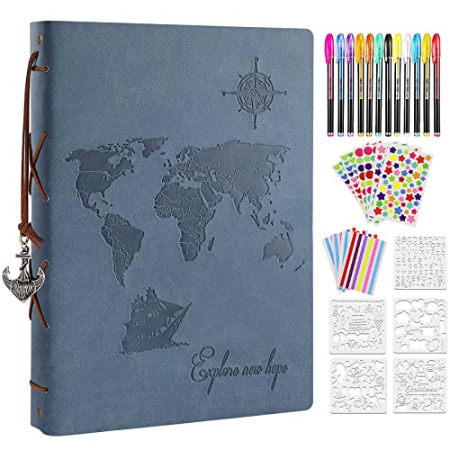 ZEEYUAN Leather Scrapbook Photo Album 60 Pages Vintage Travelling Journal