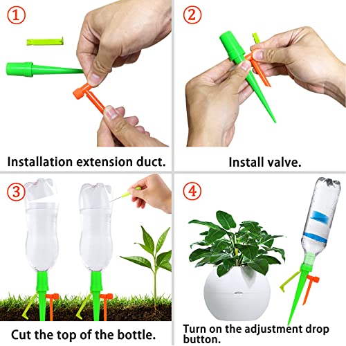 Jcnzm Plant Self Watering Spikes Devices, Upgrade Plant Waterer With Slow Release Control Valve Switch Automatic Irrigation Watering Drip System, Preventing Stop Water Cutoff With Anti-Tilt Bracket-12Pack #TOP4