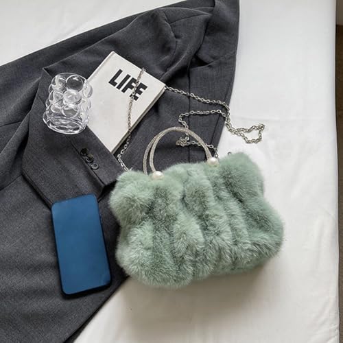Plush Pearl Crossbody Bag Wallet Tote Bag Cross Body Bag for Woman Handbag Purse Fluffy Purse Cute Fuzzy Shoulder Bag4