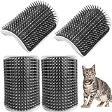 ZHENA 4 Pcs Katzenbürste Wand Ecke, Self Groomer Katze, Massage Ecke Katze, Katzen Bürste Kamm mit Katzenminze für Langhaar Kurzhaar Katze Massage