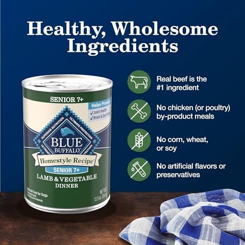 Image of Blue Buffalo Homestyle Recipe Lamb Senior Wet Dog Food, 12.5 oz, 12 ct