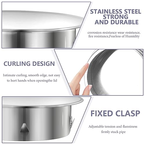 Kaminlochdeckel Ofenrohr Abdeckung 150mm kaminrohr abdeckung Schornsteinabdeckung Edelstahl Ofenrohrkapsel Wandfutterdeckel Ofenlochdeckel, Unterdurchmesser Ø 145mm, Tiefe: ca. 45 mm