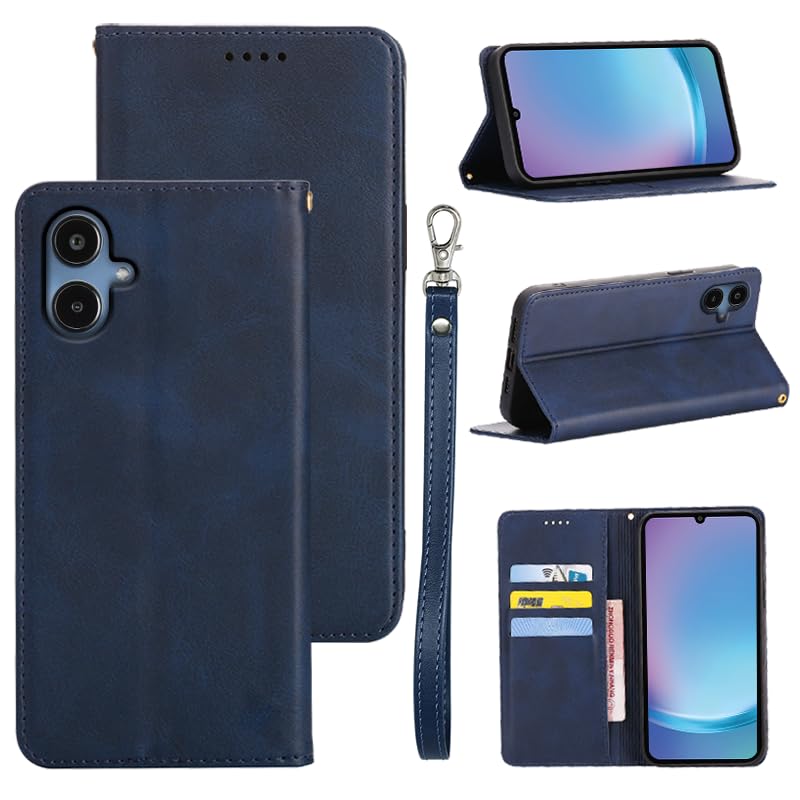 適用 Galaxy A25 5G ケース 手帳型 ギャラクシーA25 5G SC-53F SCG33 用 手帳型ケース スマホケース カバー 手帳型 PUレザー カード収納 財布型 耐衝撃 ケース マグネット スタンド機能付き 5色(Galaxy A25 5G SCG33 SC-53F 用 ケース 手帳型) (深い青)