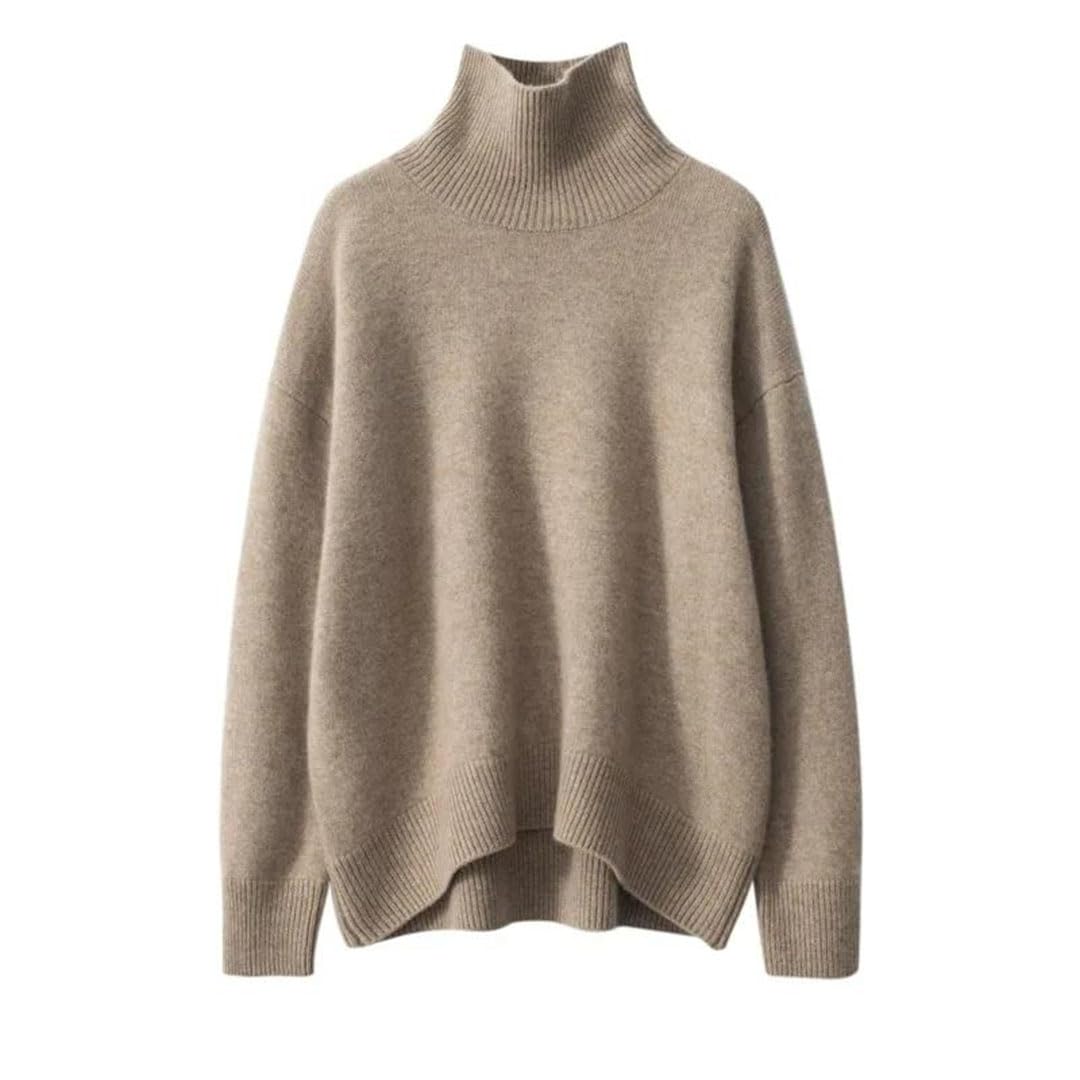 Damski sweter z wysokim dekoltem kaszmirowy sweter sweter sweter ciepły luźny dzianinowy podstawowy sweter kurtka topy