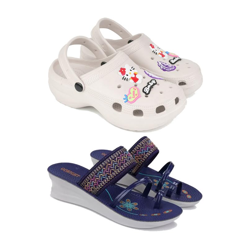 Premium Comfortable Regular Wear Clogs for Women with Stylish Flats Fashion Sandal for Women's & Girls Combo-O10-1947-6 Blue-7810-picture-25