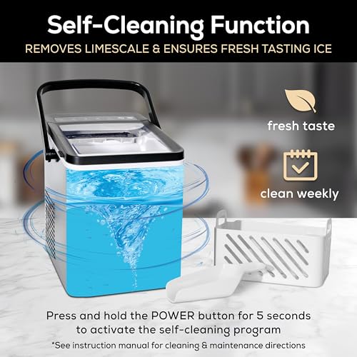 Igloo Automatic Self-Cleaning Portable Electric Countertop Ice Maker Machine with Handle, 26 Pounds in 24 Hours, 9 Ice Cubes Ready in 7 Minutes, with Ice Scoop and Basket, Stainless Steel