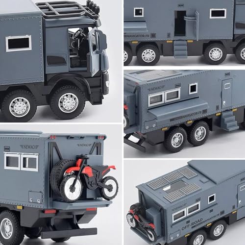 Image of Invite Enterprise 1:24 Off Road Motorhomes Diecast Metal Pull Back Car with 6 Openable Doors with Sound and Light Toy Decoration car Best Gift Toys for Kids 【Colors as Per Stock】