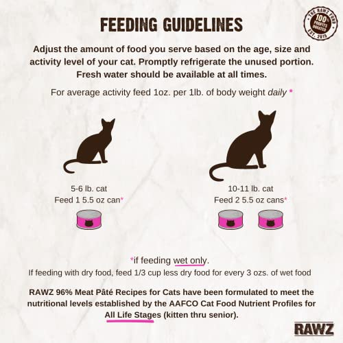 Rawz Natural Premium Pate Canned Cat Wet Food - Made with Real Meat Ingredients No BPA or Gums - 5.5oz Cans 24 Count (Rabbit)