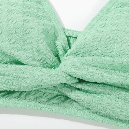 Image of Girls Swimsuit Solid Bathing Suit 2 Piece Twist Cross Adjustable Straps Soft Lining Bikini for Teen Girls with Chest Pad