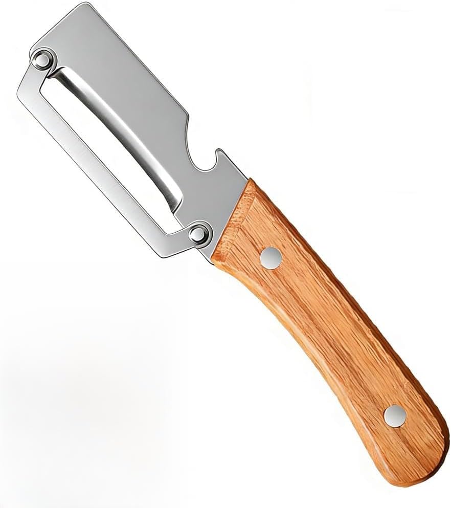 Multi-Functional Vegetable Peeler, Stainless Steel Blade with Wooden Handle for Fruits and Vegetables (1 Pc)