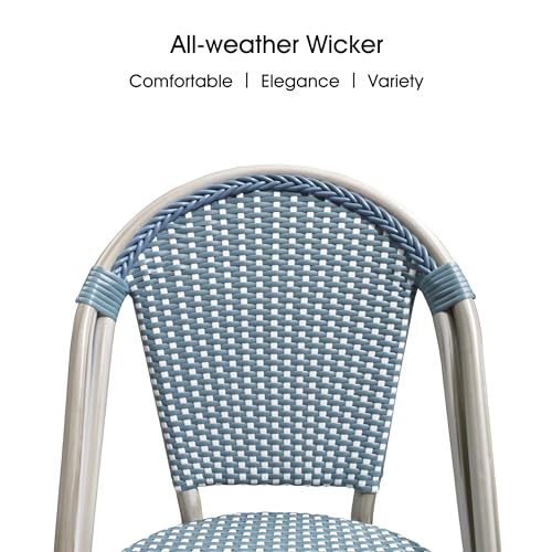 Image of PURPLE LEAF Patio Dining Chair Set of 4, Armless, White Finish, Light Blue