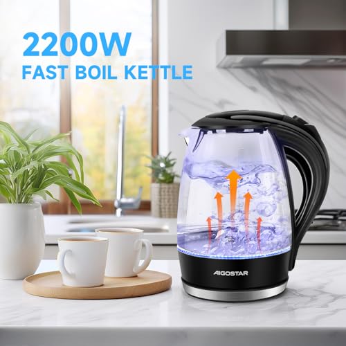 Aigostar Adam 1.7L Glass Electric Kettle, 2200W Fast Boil - Image 3