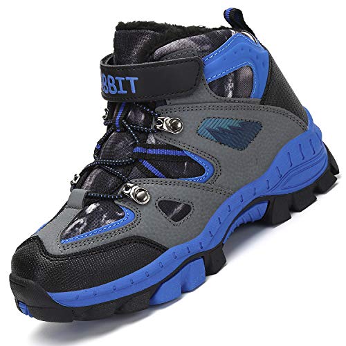 Mishansha Niño Zapatillas de Senderismo Invierno Botas Trekking Chico Forro Cálido Botas de Montaña Antideslizante Niños Botas...