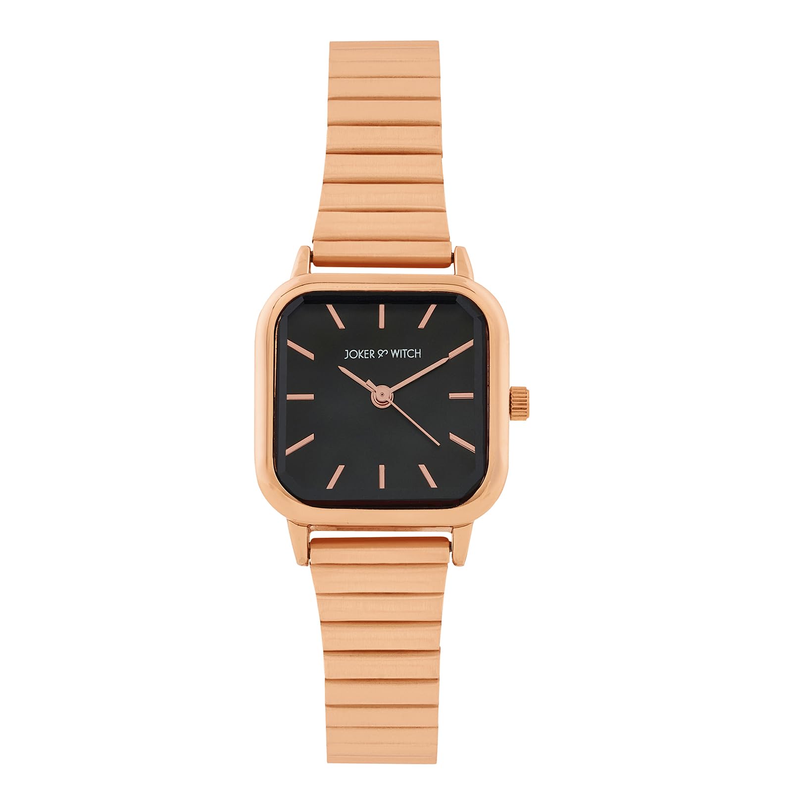 Joker and Witch Alina 26mm Black Dial 14mm Rose Gold Stainless Steel Strap Watch for Women-image-7