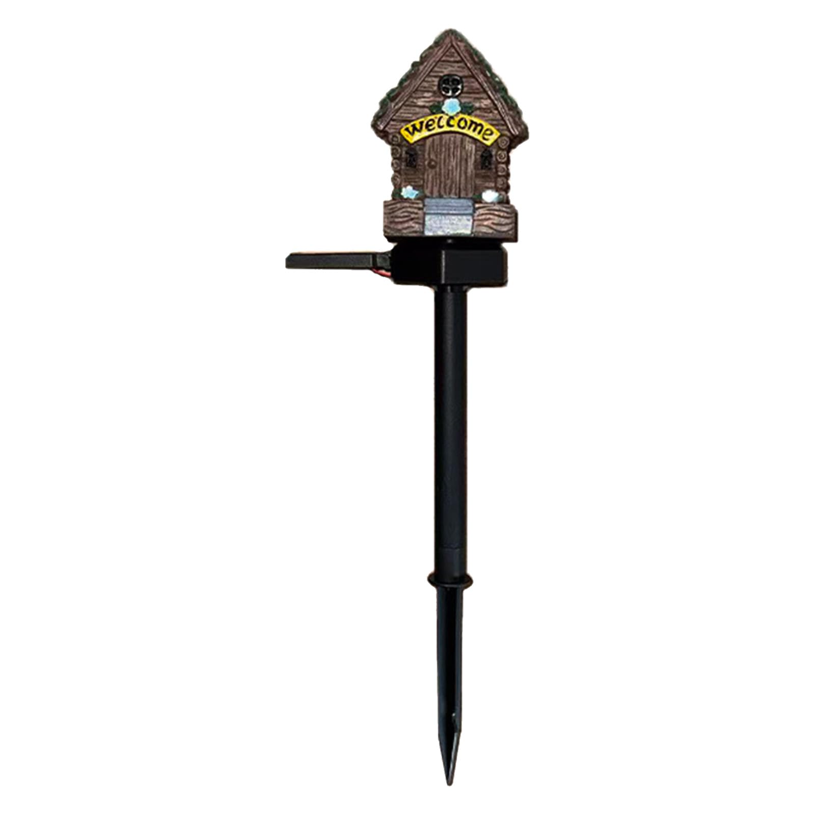 Introti LED Solar Fairy-Tale Mushroom Cottage Garden Light Weather-Proof Mushroom House Statue Lawn Lights Resin Mushrooms Ground Decor Lights for Yard Patio Pathway Lawn Flower Bed (B)