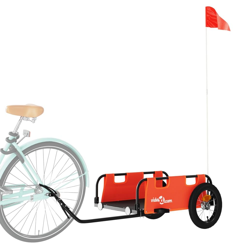 Remorque de vélo Orange Tissu Oxford et Fer Remorque de Transport pour vélo, Chariot à roulettes -A