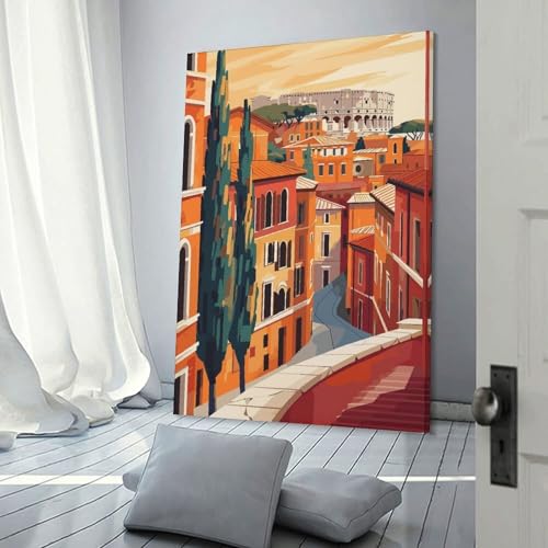 Impression sur toile Rome Italy grand format 60x90cm minimaliste pour décoration murale