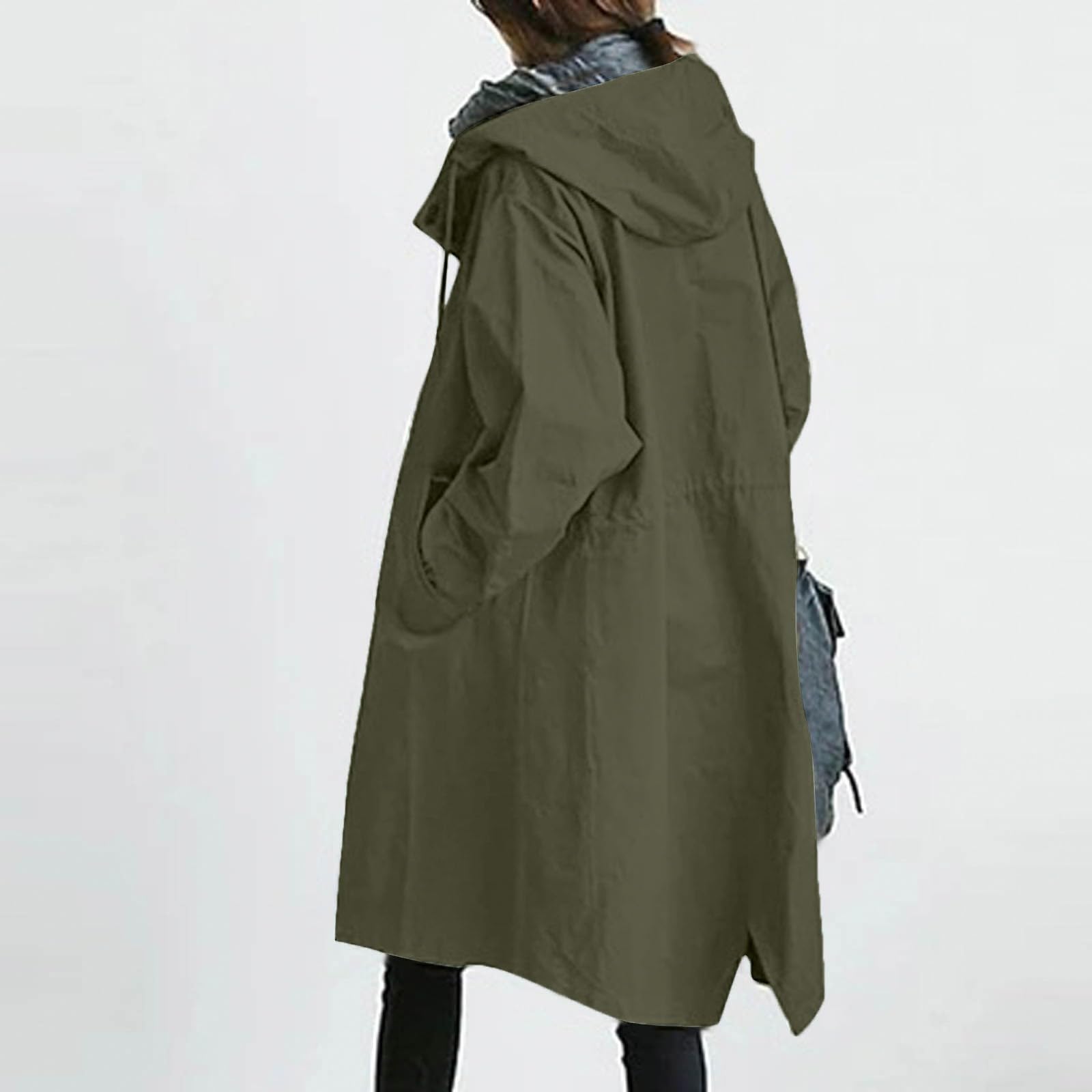Trench invernale da donna, giacca da mezza stagione, leggera, sottile, a maniche lunghe, con cerniera, per esterni, con cappuccio, giacca a vento, elegante parka per attività all'aria aperta, con