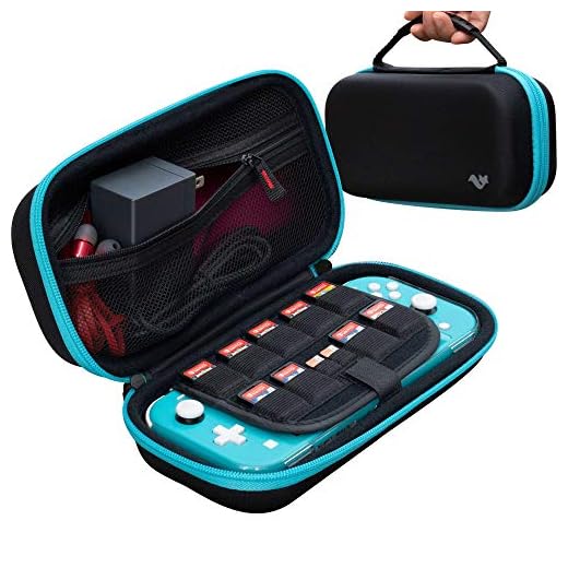 ButterFox Extra Large Carrying Case for Nintendo Switch Lite, Fits Charger, Compatible with JETech Protective Case and Most Grips, Game and Accessories Storage (Turquoise Blue/Black)