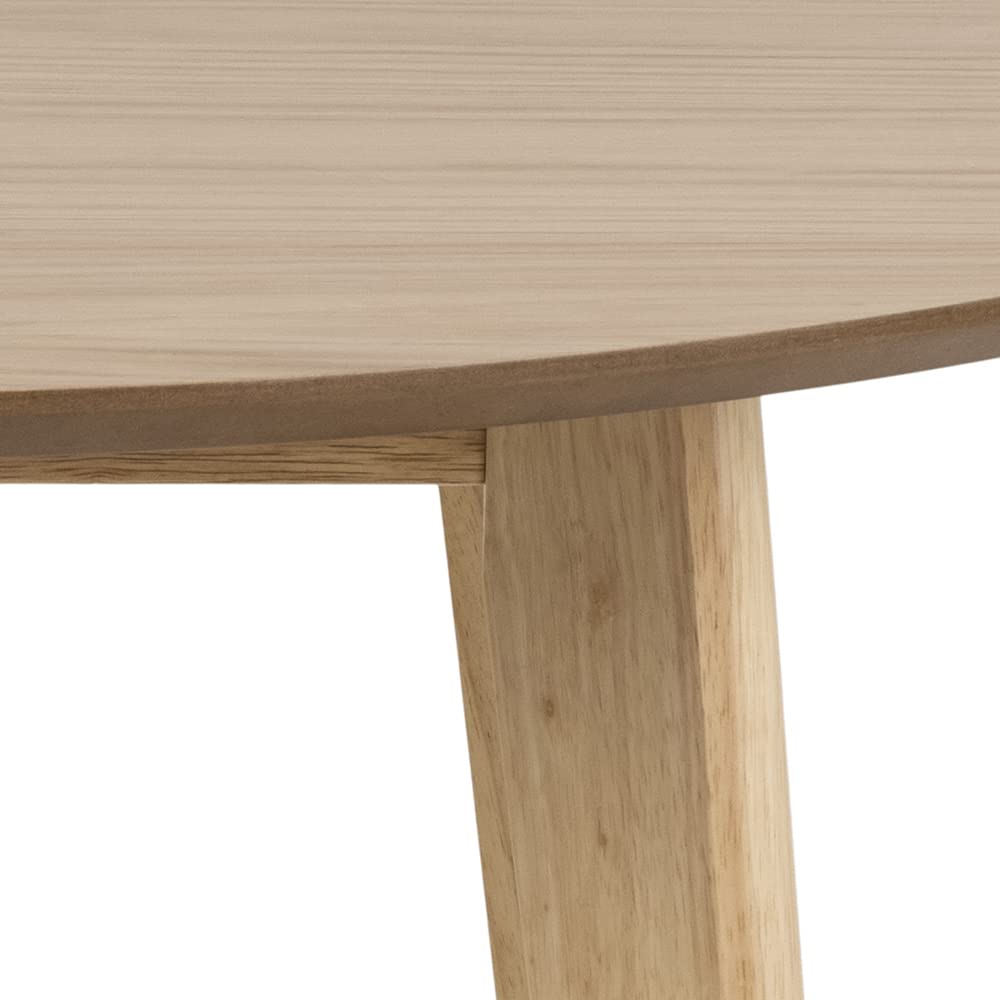 AC Design Furniture Roxanne - Tavolo da pranzo rotondo per 4 persone, effetto rovere, diametro 105 x altezza 76 cm, tavolo da cucina con impiallacciatura di quercia e gambe in rovere tinto stile retrò