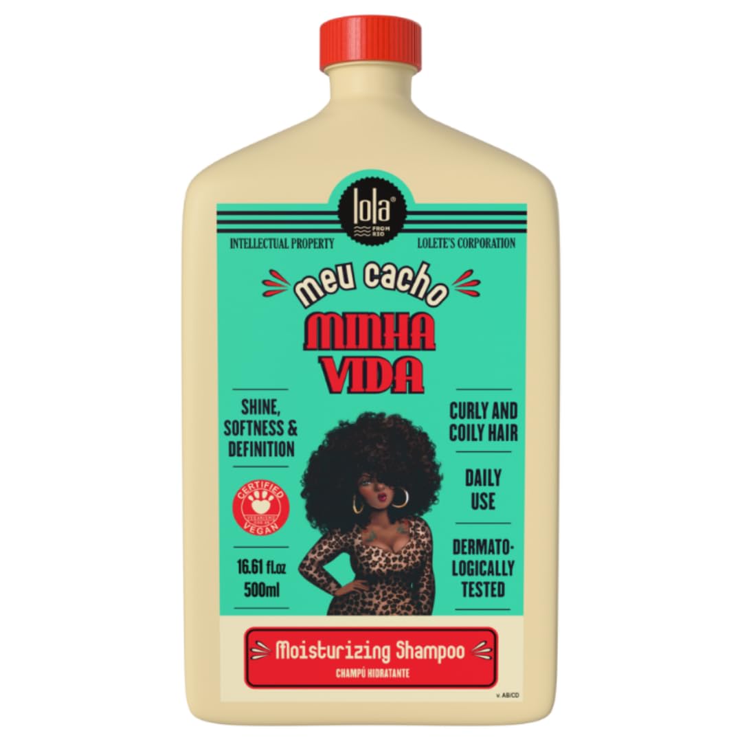 Lola from Rio - Meu Cacho Minha Vida Moisturizing Hair Shampoo - For Curly Hair - 500ml - Fresh Scents - Curly Hair Care for Nourishing & Conditioning - Manages Dehydrated & Brittle Hair