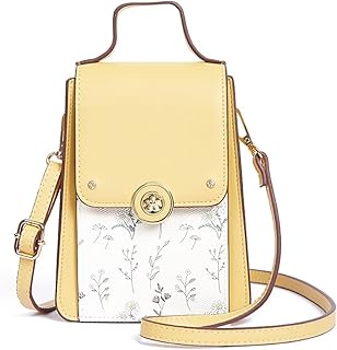 Mudono Small Crossbody Bag for Women Floral Leather Cell Phone Purse Travel Shoulder Bag Lightweight Handbag with Card Slots