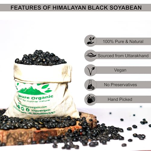 Image of Hillpure Organic Grown by mother nature Black Soyabean /Kala Bhatt /Black Bean | Ancient Grain From Uttarakhand (500 Gm)