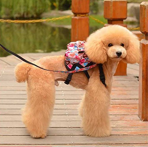 Ocsoso Puppy Dog Backpack,Saddle Bags,Back Pack With Training Lead Leash (Pink Peach Heart, S) #TOP5