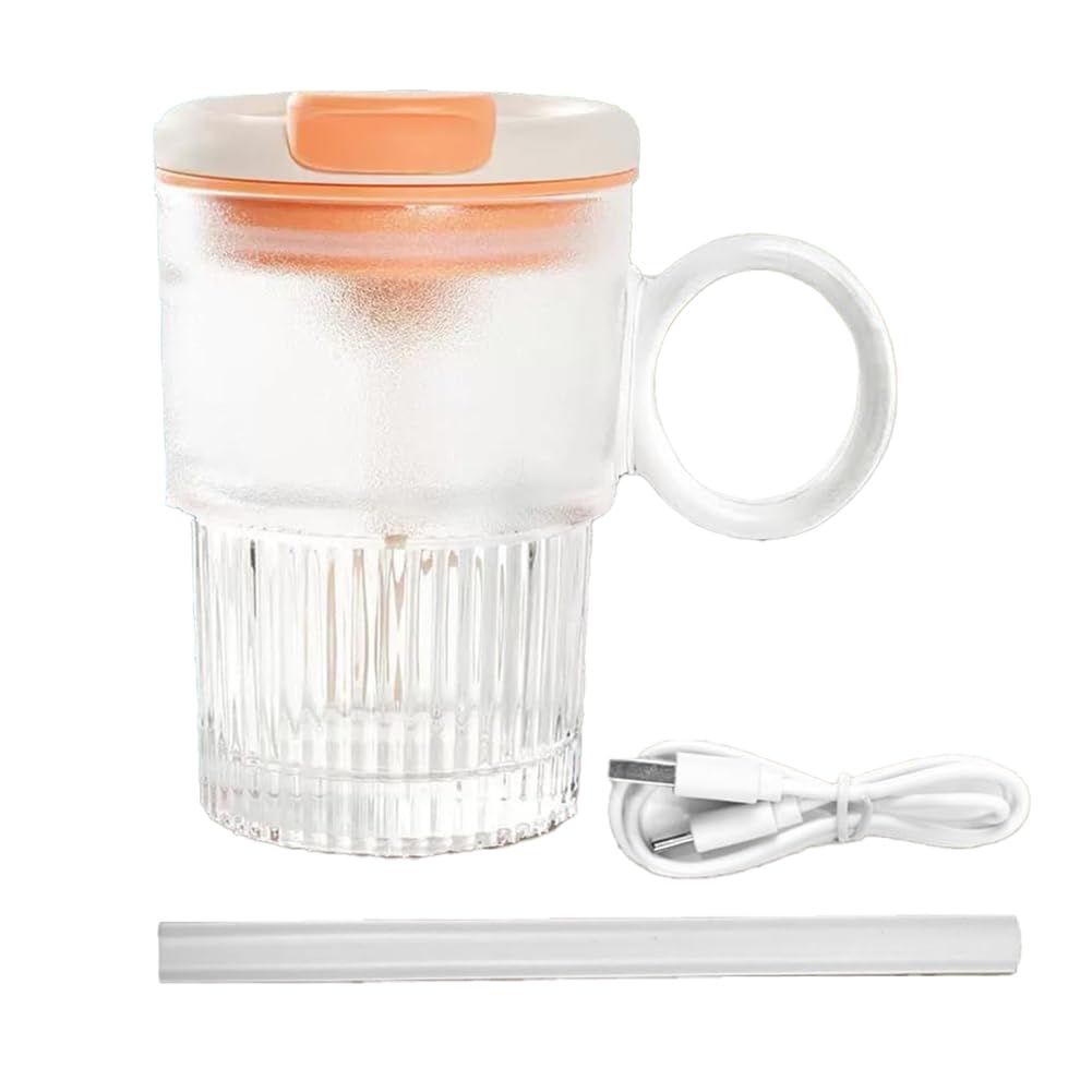 Tasse à mélange automatique électrique cyan avec paille pour café et protéine